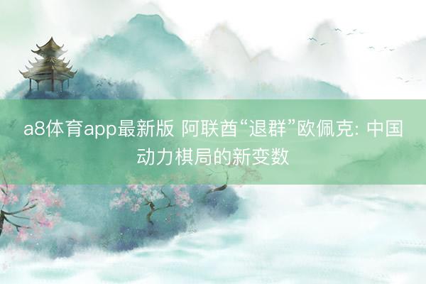 a8体育app最新版 阿联酋“退群”欧佩克: 中国动力棋局的新变数