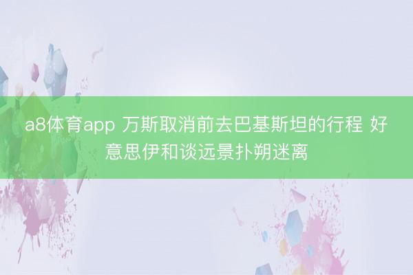 a8体育app 万斯取消前去巴基斯坦的行程 好意思伊和谈远景扑朔迷离